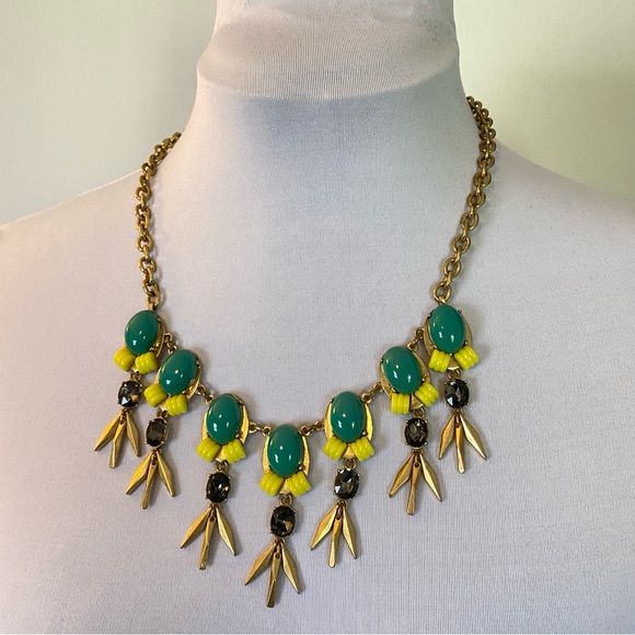 Statement Necklace | Jewel Tone Green & Yellow - Picture 2 of 5